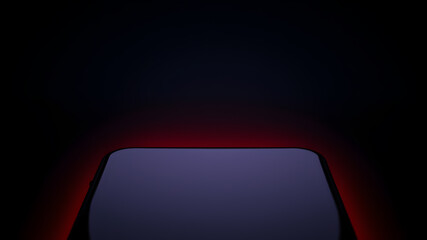 Wall Mural - red light lines on the edge of the phone on a dark background. generative ai