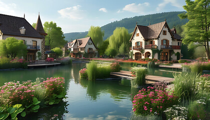 Wall Mural - Experience European charm at the Cor malmanor in Yanhu Town, enjoy outdoor beauty.