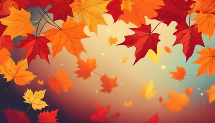 Poster -  Autumn background with maple leaves, featuring vibrant fall foliage for seasonal design_1(33)
