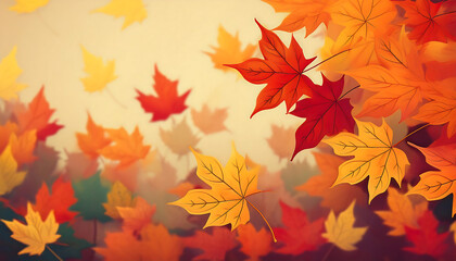 Poster -  Autumn background with maple leaves, featuring vibrant fall foliage for seasonal design_1(35)