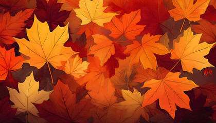 Poster -  Autumn background with maple leaves, featuring vibrant fall foliage for seasonal design_1(34)