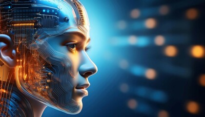 Poster - Artificial intelligence robot with circuitry, symbolizing technology, innovation, and future.