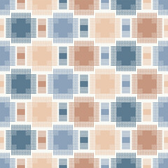 Masculine Beige and Blue Abstract Geometric Mosaic Seamless Vector Repeat Pattern