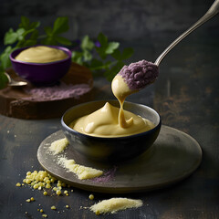 Canvas Print - Side sauce purple cheese sauce in style photoshoot advertising