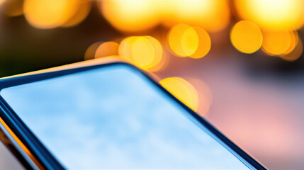 Canvas Print - A close up of a cell phone with blurry background, AI