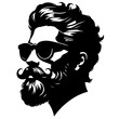 © Shazia - A man face vector silhouette, A man face with beard and sunglass  silhouette on a white background