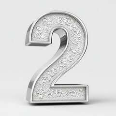 3D number 2 with dollar texture realistic modern design, soft lighting, white background. 