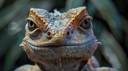 Wall Mural - Close Up Portrait of a Curious Lizard