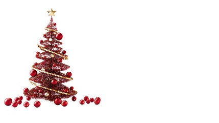 red gold christmas tree on transparent background