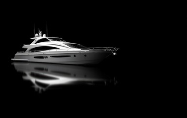 Yacht on clear black background photo