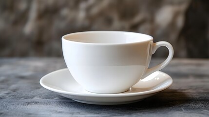 142. A classic white teacup with a matching saucer