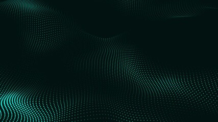 Poster - Futuristic abstraction and technology blue particles dots the background. Dot pattern with halftone effect