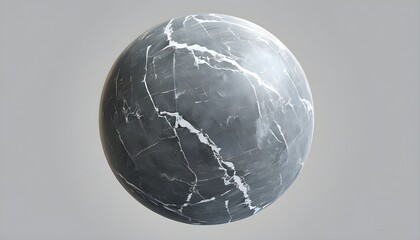 Elegant grey marble sphere infused with striking white veins in an abstract design