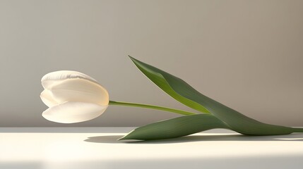 Wall Mural - 125. A solitary white tulip on a clean surface