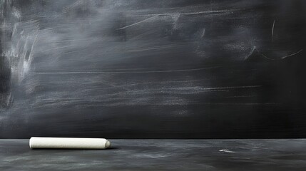 Wall Mural - 112. A classic white chalkboard with a single piece of chalk