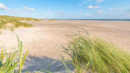 The wide sandy beah on Denmarks North Sea coast.