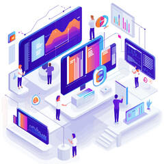 Poster - Isometric Health Data Analytics Vector Illustration