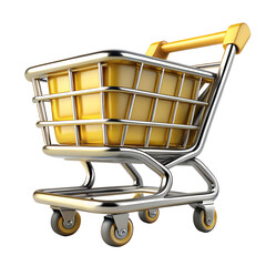 3D Shopping Cart Icon with Visible Items Inside - Featuring Realistic Design