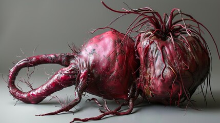 Sticker - Intriguing Beetroot Roots: A Close-Up Study of Nature's Art