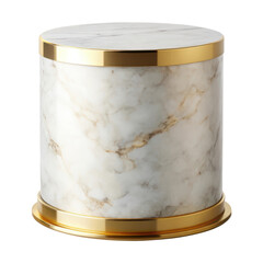 Wall Mural - Marble pedestal featuring a luxurious gold finish, ideal for displaying art or decorative pieces. Sleek cylindrical design adds sophistication to any space. Isolated on transparent background, png.