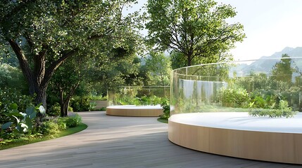 A modern arboretum with transparent treehouses and glowing plant displays, celebrating nature is diversity