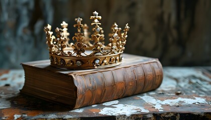 Majestic Crown on Ancient Book, Representing the Strength of Knowledge and Wisdom