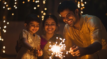 A family of three, a man and two children, are gathered around a fire