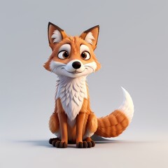 Wall Mural - 3d red fox cartoon illustration