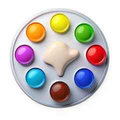 Colorful 3D Paint Palette Icon with Realistic Paints