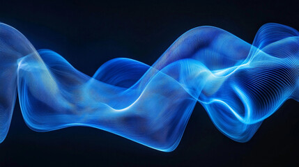 Poster - Dynamic blue wave patterns creating an abstract visual illusion in a dark background