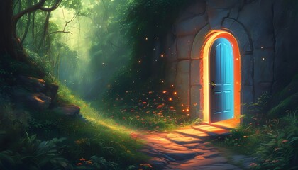 Wall Mural - Radiant Entrance to Vibrant Nature Symbolizing Fresh Starts and New Journeys