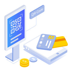 Canvas Print - An isometric icon of scan payment terminal 