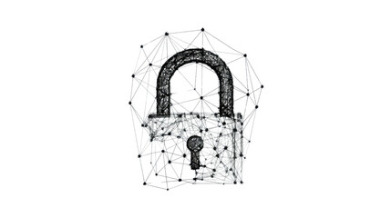Poster - Padlock symbol from lines and triangles on transparent background