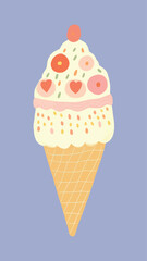 Poster - Colorful whimsical ice cream illustration