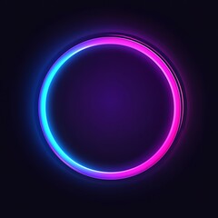 Poster - Abstract glowing neon circle with a blue and purple color scheme on a dark background.