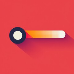 Poster - Abstract geometric shapes with a circle and a rectangle on a red background with long shadow.