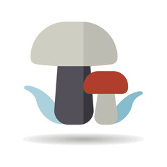 Forest mushrooms with a green grass vector icon