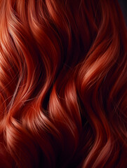 Deep red wavy hair closeup rich salon dye color chart vibrant natural texture haircare beauty product wig advertisement banner background copy space wavy lux chic swatch hairstylist macro closeup