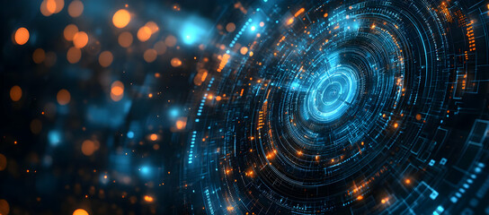 Poster - Futuristic digital design with glowing particles and abstract patterns, perfect for technology and innovation themes.
