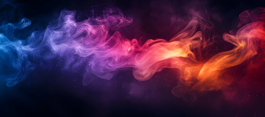 Poster - Vibrant smoke swirls of blue, pink, and orange against a dark background, creating a mystical and artistic atmosphere.