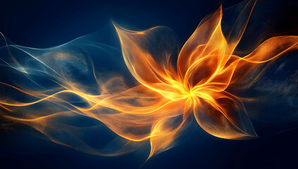 Poster - An abstract representation of flowing flames and cool hues, creating a dynamic, vibrant visual of light and color.