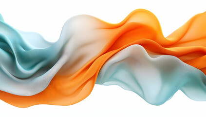 Poster - A beautiful flow of fabric showcasing vibrant shades of orange and blue, creating an elegant and dynamic visual effect.