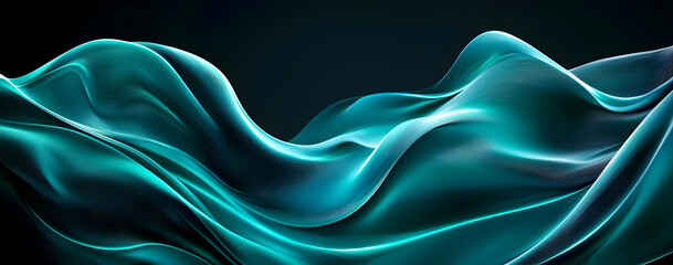 Poster - A stunning abstract image of flowing waves in vibrant turquoise, evoking a sense of tranquility and elegance.