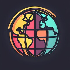 Poster - Colorful stylized illustration of the Earth, with a black background.