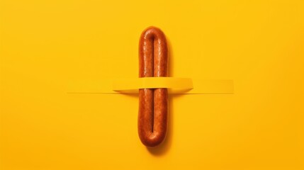 Poster - Sausage on Yellow Background