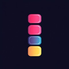 Poster - Four colorful rounded square buttons with gradients stacked vertically on a dark blue background.