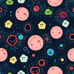 Wall Mural - Abstract Colorful Pattern with Smiling Faces