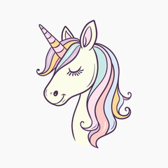 Poster - Colorful unicorn illustration with rainbow