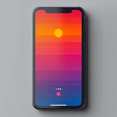 Poster - Modern smartphone with a colorful sunset on the screen.