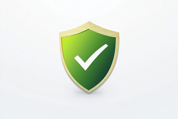Poster - Green shield with a white check mark is providing security and protection